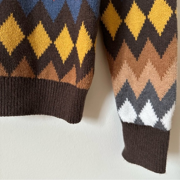 Minnie Rose Multicolor Crewneck Chevron Intarsia Sweater Cotton Blend Size XS - Picture 5 of 7